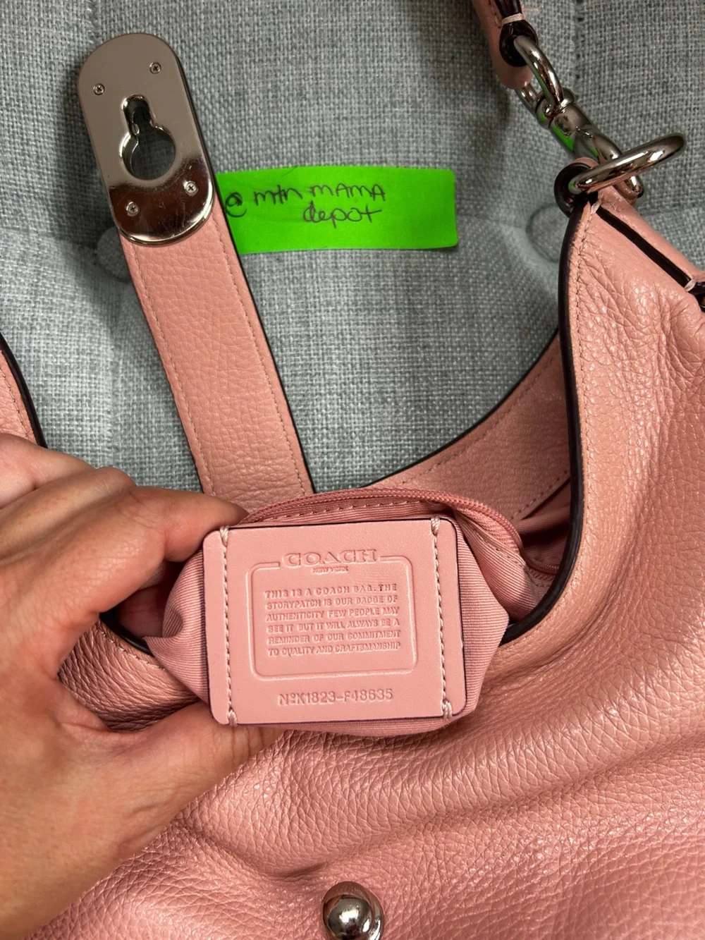 Coach Amber Hobo F48635 Petal Pink Pebbled Leather Shoulder Bag